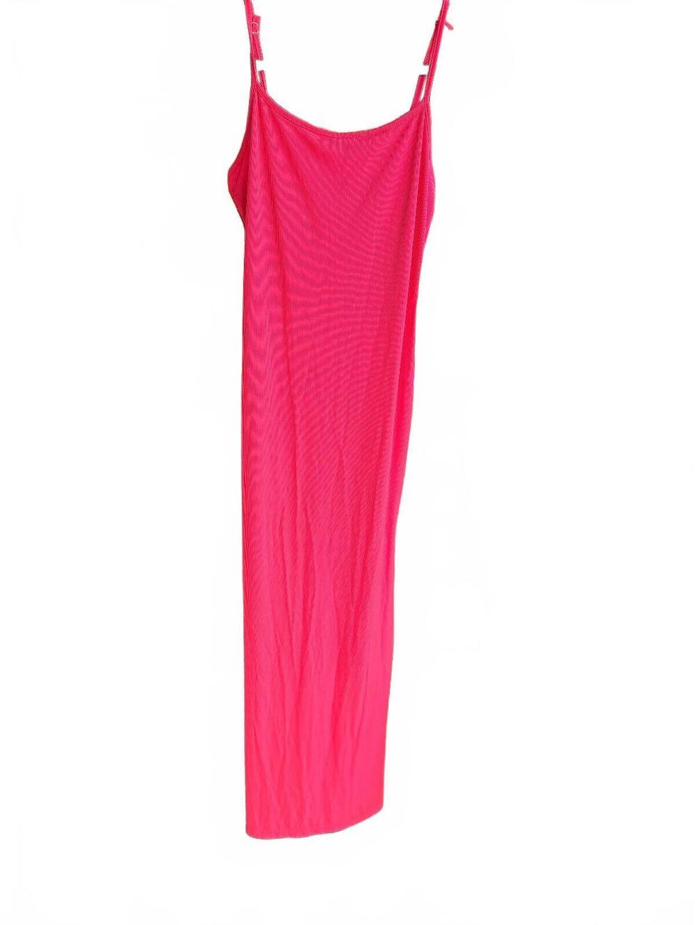 Women's Medium Hot Pink Ribbed Slip Dress with Adjustable Straps